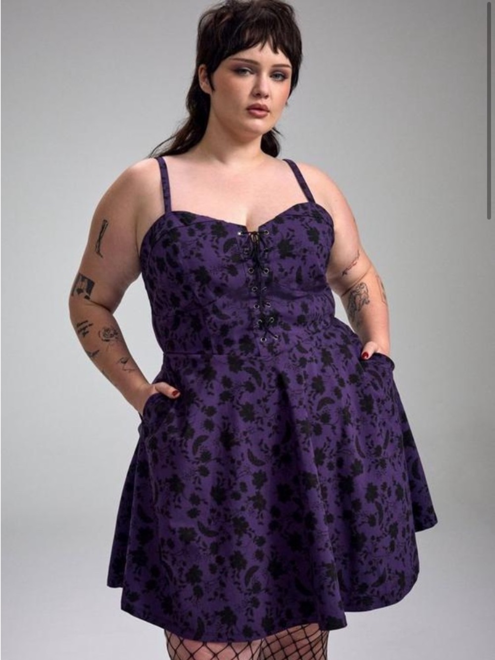 Torrid Nightfall Corset Mini Dress Size 00/10 Moth Floral Purple NWT